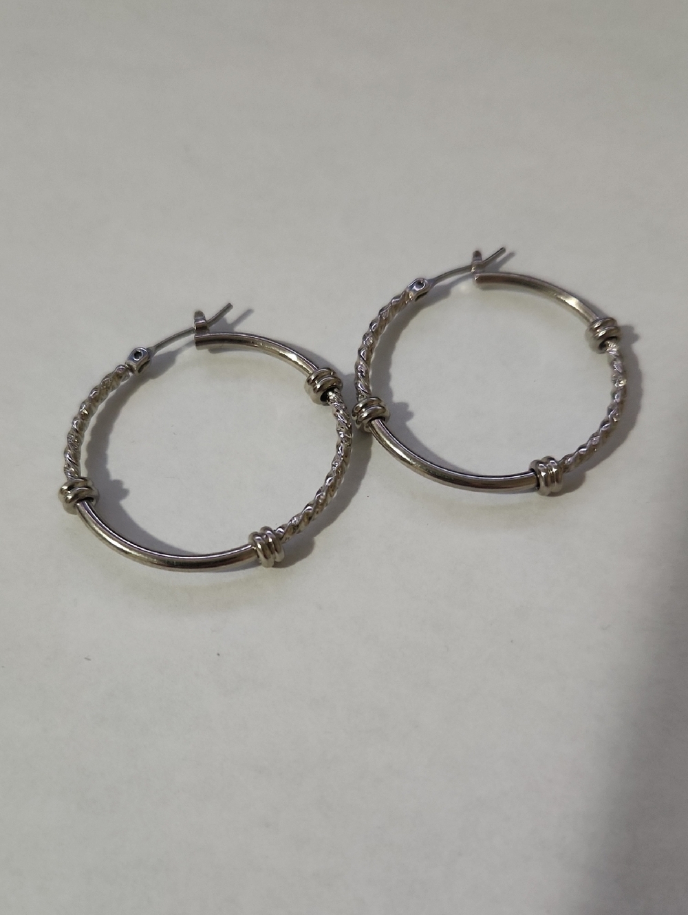 Sterling Silver Twist Hoop Earrings - Silver